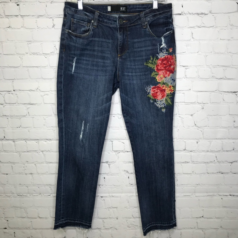KUT from the Kloth Reese Jeans Embroidered Size 8